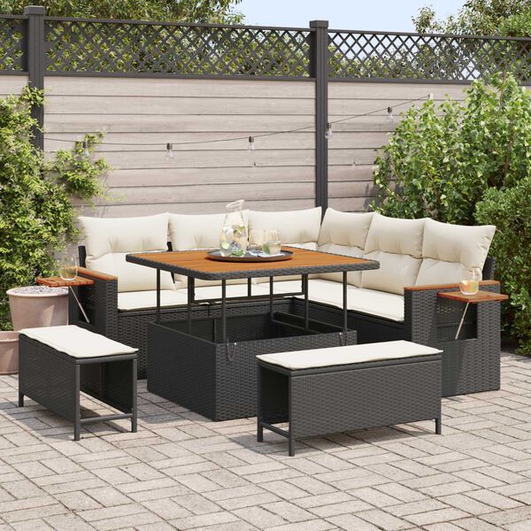 vidaXL Aia Diivanikomplekt padjaga 8 pcs Must ja kreem