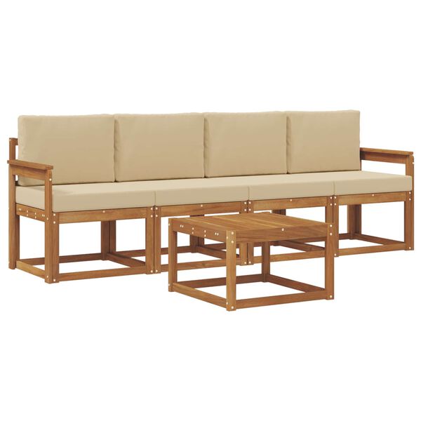 vidaXL V&auml;li diivanikomplekt 5 pcs Looduslik ja beež Tugev akatsiapuu