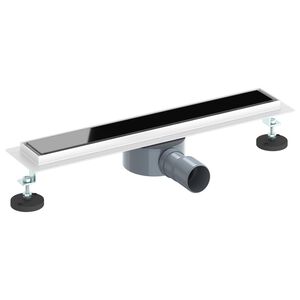 vidaXL Du&scaron;ivoolik klaaskattega ja 360&deg; sifooniga Must 50 cm