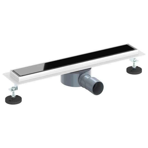 vidaXL Du&scaron;ivoolik klaaskattega ja 360&deg; sifooniga Must 50 cm