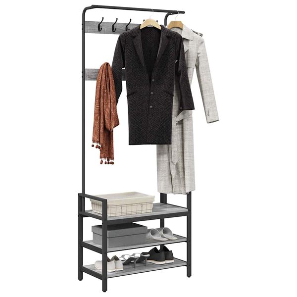 vidaXL Riidepuu riiuliga Hall Sonoma 75 x 34 x 184 cm Tehispuit