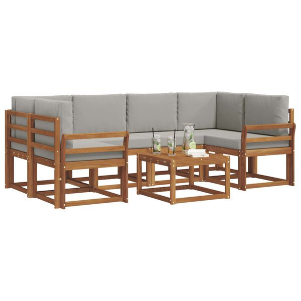 vidaXL V&auml;li diivanikomplekt padjaga 7 pcs Looduslik ja Hele Hall