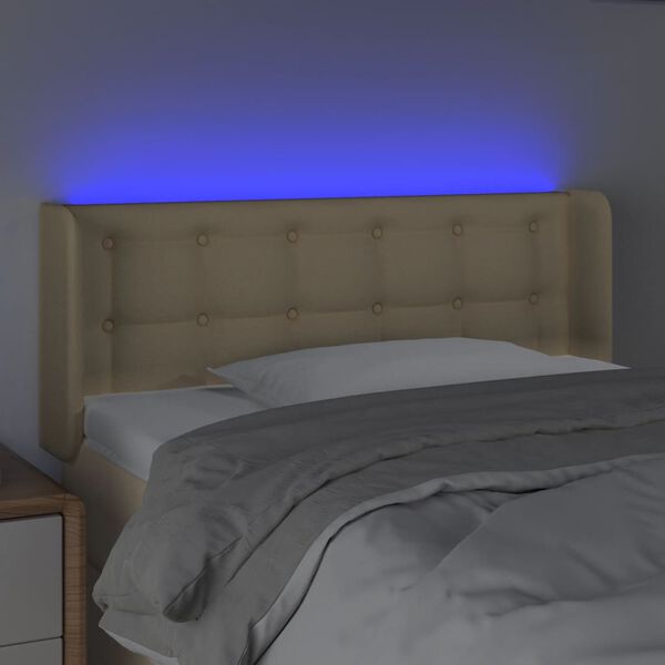 vidaXL LED-voodipeats, kreemjas, 93x16x78/88 cm, kangas