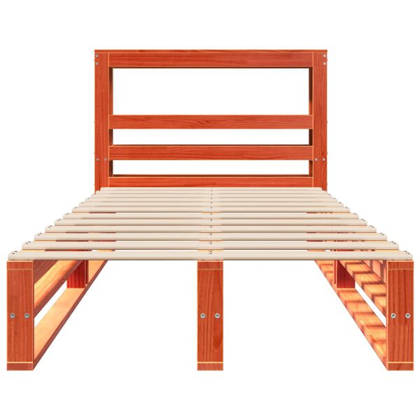 vidaXL voodi ilma madratsita, vahapruun, 100 x 200 cm, m&auml;nnipuit