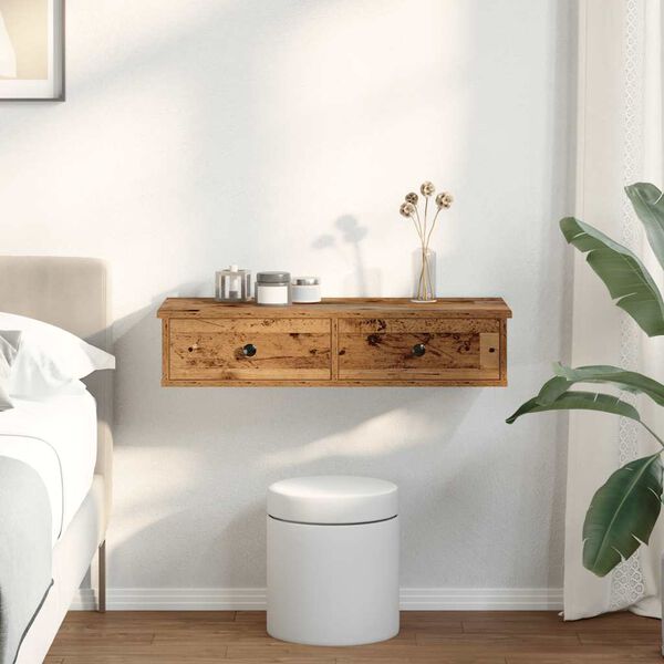 vidaXL seinariiul sahtlitega, vana puit, 80 x 34 x 17 cm, tehispuit