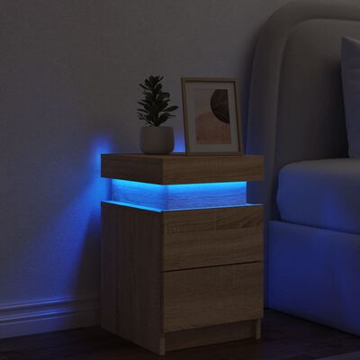 vidaXL öökapp LED-tuledega, Sonoma tamm, 35 x 39 x 55 cm