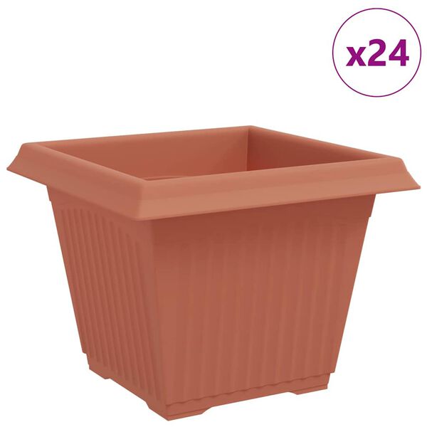 vidaXL Ruutlillepott 24 pcs Kohviroosa 28,5 x 28,5 x 22 cm Plastmass