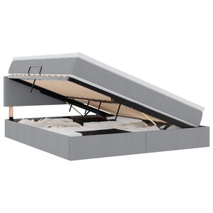 vidaXL LED-valgusega hoiuvoodi madratsiga Helehall 160 x 200 cm kangas