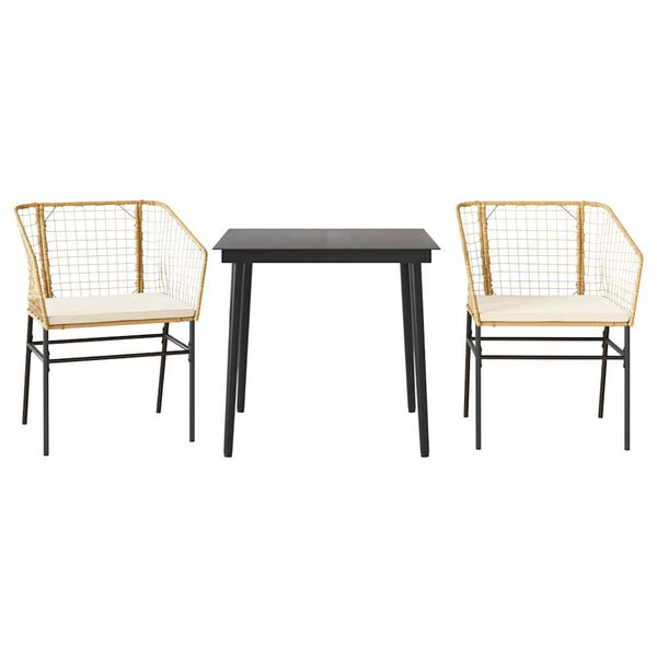 vidaXL 3-osaline aiam&ouml;&ouml;bli komplekt patjadega, pruun, pol&uuml;rotang klaas