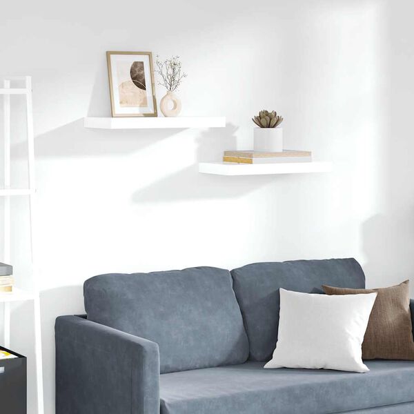 vidaXL seinariiulid, 2 tk, k&otilde;rgl&auml;ikega, valge, 50 x 23 x 3,8 cm MDF