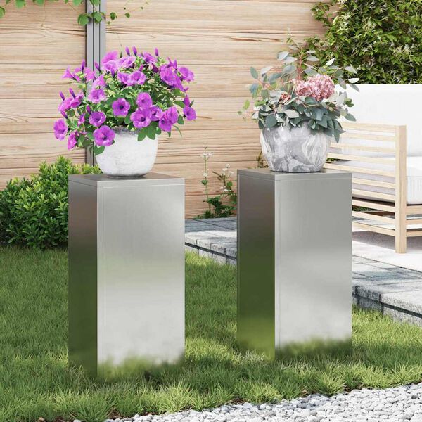 vidaXL Taimede alus 2 pcs H&otilde;bedane 24 x 24 x 55 cm Tsingitud teras