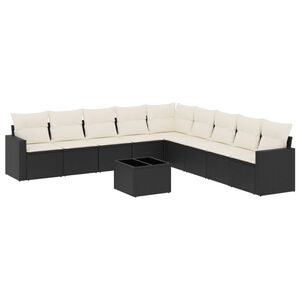vidaXL 10-osaline aiadiivani komplekt patjadega, must, pol&uuml;rotang