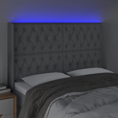 vidaXL LED-voodipeats, helehall, 147x16x118/128 cm, kangas