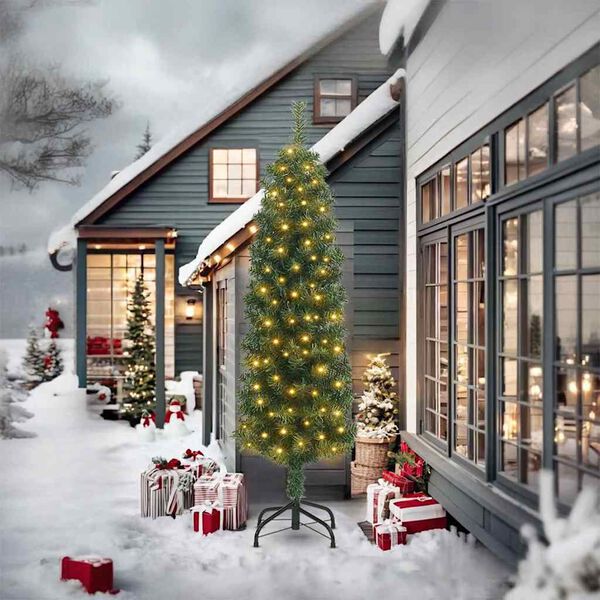 vidaXL Tehisj&otilde;ulupuu Roheline 240 cm PVC, teras ja plastik