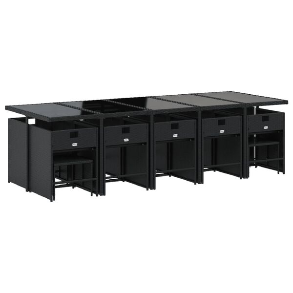 vidaXL 15-osaline aia s&ouml;&ouml;gim&ouml;&ouml;bli komplekt patjadega, must, pol&uuml;rotang