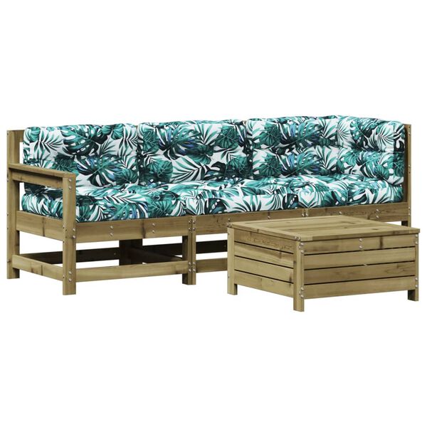 vidaXL 4-osaline aiam&ouml;&ouml;bli komplekt patjadega, immutatud m&auml;nnipuit