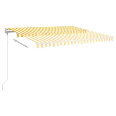 vidaXL käsitsi sissetõmmatav varikatus postid, 4,5x3,5 m kollane/valge