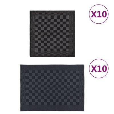 vidaXL 20-osaline rätikute komplekt, must ja hall, puuvill