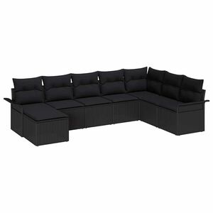 vidaXL Aia Diivanikomplekt padjaga 8 pcs Must Pol&uuml;rooster