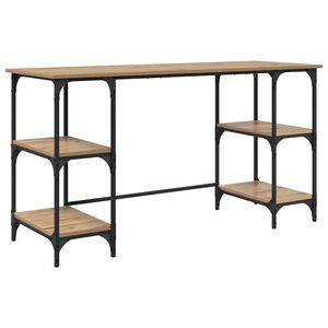 vidaXL Laud riiuliga K&auml;sit&ouml;&ouml;puu 140 x 50 x 75 cm Tehispuit