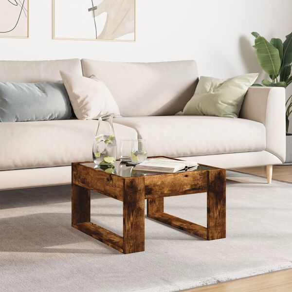 vidaXL kohvilaud LED-tuledega, suitsutatud tamm, 50x50x30 cm