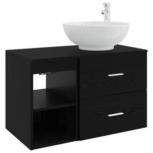 vidaXL Vannitoa m&ouml;&ouml;bleset 2 pcs Must tamm Tehispuit