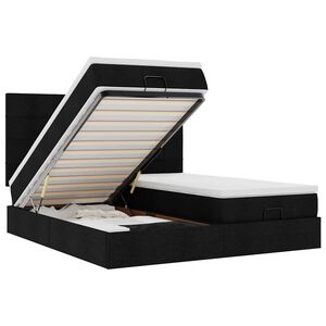 vidaXL Ottomani voodiraam madratsitega, must, 200x200cm, kangas