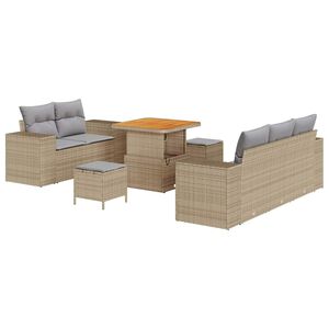 vidaXL Aia Diivanikomplekt padjaga 8 pcs Beež ja heledhall Pol&uuml; Rattan