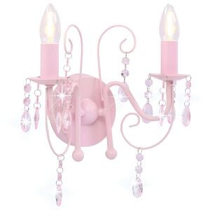 vidaXL lamp helmestega roosa &uuml;mmargune 2 x E14 pirni