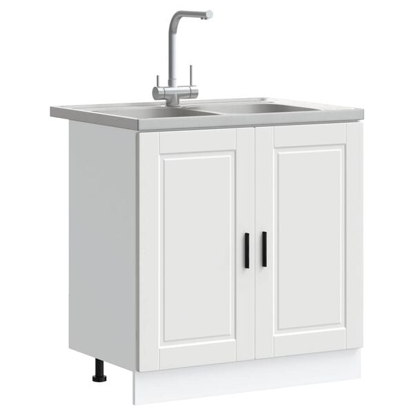 vidaXL Valamu aluskapp ladustamisega Porto 2 pcs Valge Tehispuit