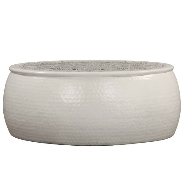 vidaXL kohvilaud sepistatud alumiiniumist, 70 x 30 cm, valge