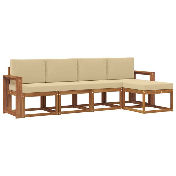 vidaXL V&auml;li diivanikomplekt 5 pcs Looduslik ja beež Tugev akatsiapuu