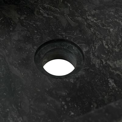 vidaXL vannitoakapp, tiikpuu, valamuga, marmor, must