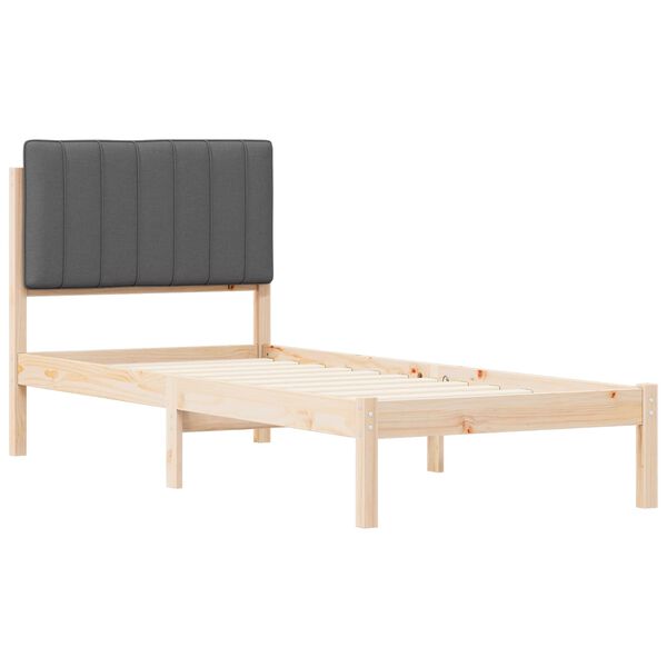 vidaXL Voodiraam Pehme Peatoega peaga Tumehall 75 x 190 cm Tahke m&auml;nd