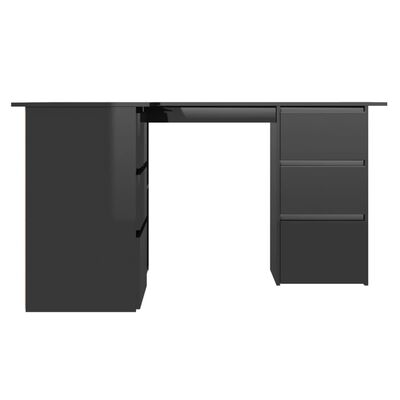 vidaXL kirjutuslaud kõrgläikega must 145 x 100 x 76 cm puitlaastplaat