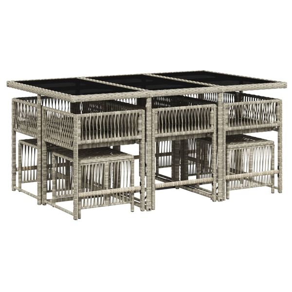 vidaXL 11-osaline aia s&ouml;&ouml;gim&ouml;&ouml;bli komplekt patjadega, hall, pol&uuml;rotang