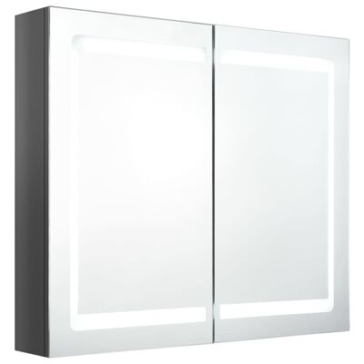 vidaXL LED vannitoa peegelkapp, säravhall, 80 x 12 x 68 cm