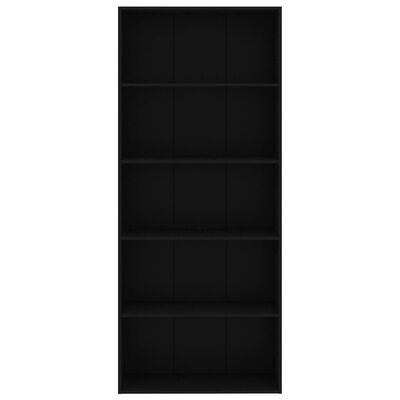 vidaXL 5-korruseline raamaturiiul, must 80x30x189 cm, puitlaastplaat