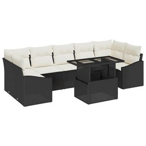 vidaXL Aia Diivanikomplekt padjaga 8 pcs Must ja kreem pol&uuml;rotang