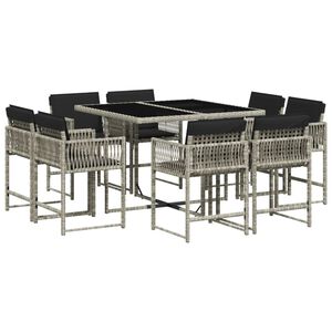 vidaXL 9-osaline aiam&ouml;&ouml;bli komplekt patjadega, helehall, pol&uuml;rotang