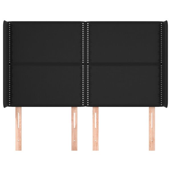 vidaXL voodipeats servadega, must, 147x16x118/128 cm, kunstnahk