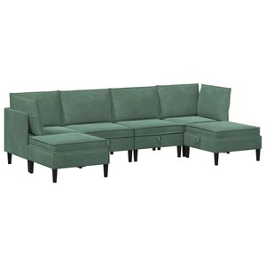vidaXL Elutoa m&ouml;&ouml;bliseade padjaga 6 pcs Mere Roheline Samet
