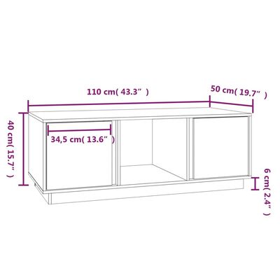 vidaXL kohvilaud, meepruun, 110 x 50 x 40 cm, männipuit