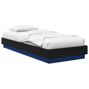 vidaXL LED-lampidega voodiraam Must tamm 80 x 200 cm Tehispuit