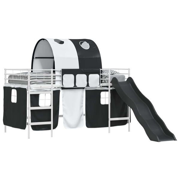 vidaXL Laste Lofti Voodi Raam Valge ja must 80 x 200 cm Metall