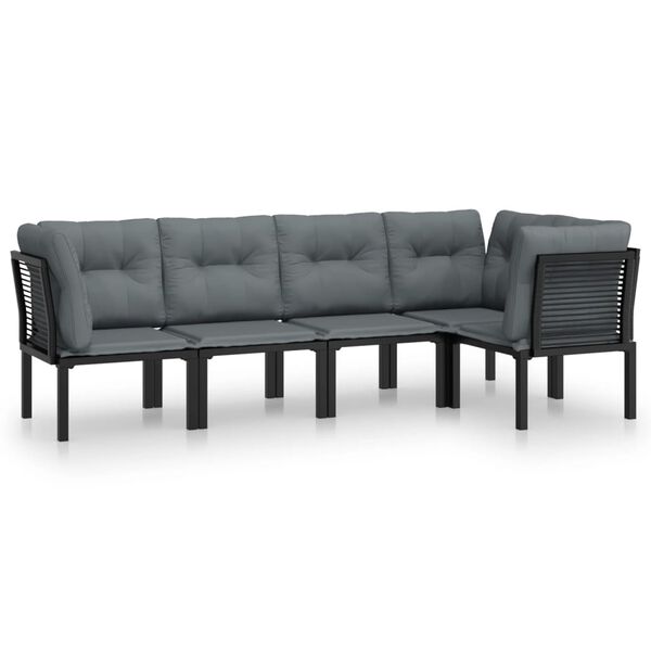 vidaXL 5-osaline aiam&ouml;&ouml;bli komplekt patjadega, must ja hall pol&uuml;rotang