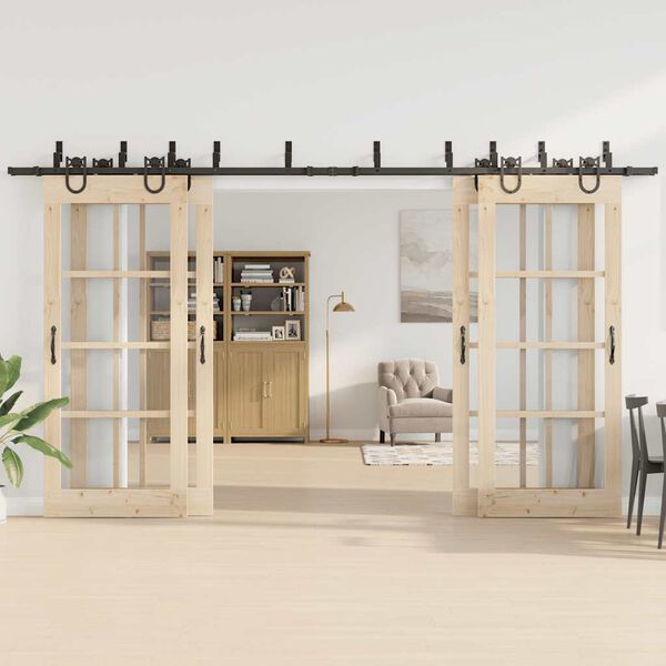 vidaXL liugukse tarvikute komplekt 400 cm terasest, must