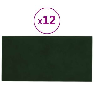 vidaXL seinapaneelid 12 tk, tumeroheline, 30 x 15 cm, samet, 0,54 m²