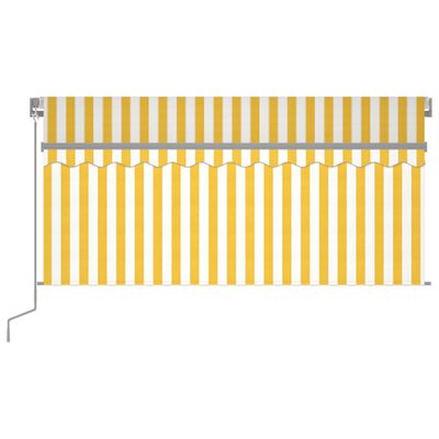 vidaXL käsitsi sissetõmmatav varikatus rulooga,3,5x2,5m, kollane/valge