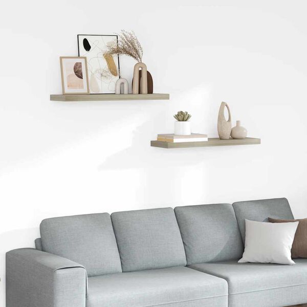 vidaXL seinariiulid, 2 tk, tammev&auml;rvi, 80 x 23,5 x 3,8 cm MDF